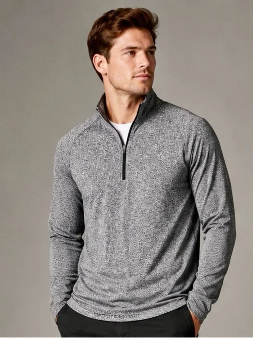 Lululemon Mens Half Zip Pullover Heathered Gray Activewear Long Sleeve Top M EUC